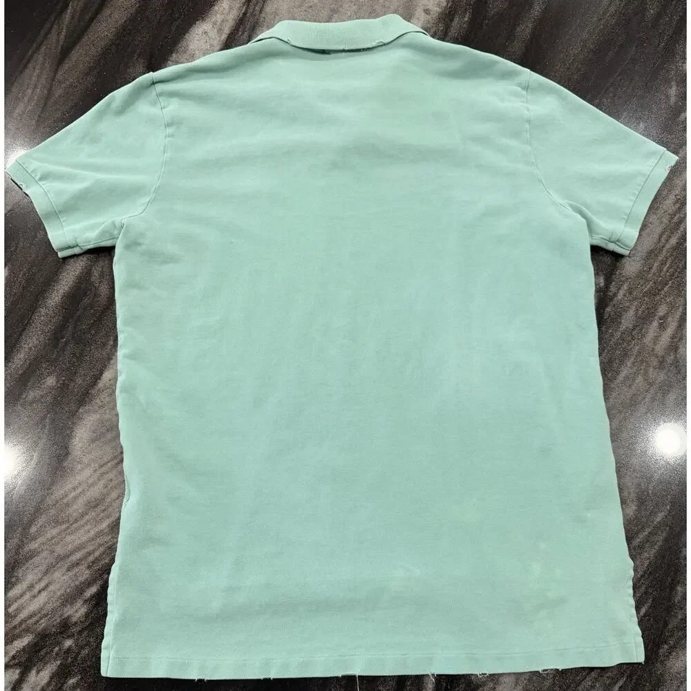 Vintage Polo Ralph Lauren Mens XL Mint Green Polo Shirt Distressed Purple Pony